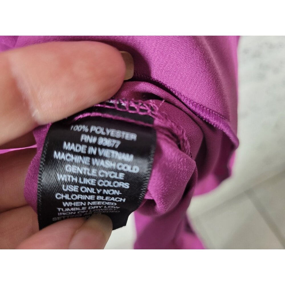 Worthington Women Top 2X Plus Asymmetric Sleeve Purple Tie Hem Keyhole PUR62E - Picture 8 of 9